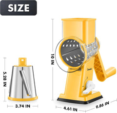 Geedel Rotary Cheese Grater - Upgraded Vegetable Shredder with 4 Interchangeable Blades, Easy to Clean Cheese Shredder with Handle, Kitchen Grater Nuts Grinder for Cutting Cheese, Vegetable, Nuts