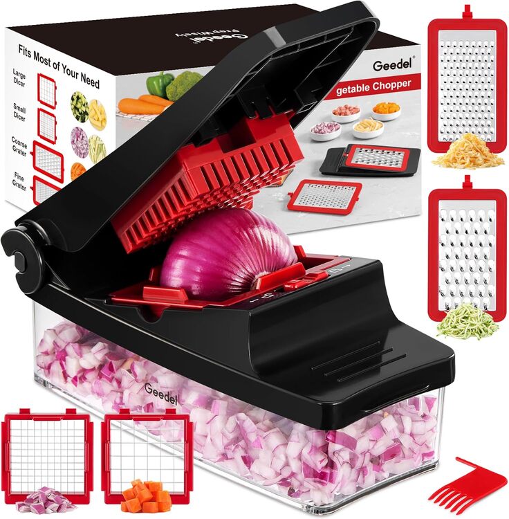 Geedel Vegetable Chopper, Onion Chopper Pro Food Chopper, Kitchen Vegetable Slicer Dicer Cutter Grater, Veggie Chopper with container for Salad Onion Potato Carrot